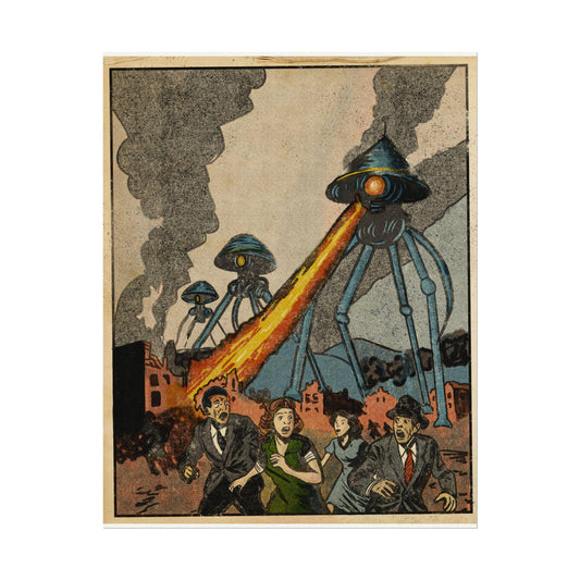 War of the Worlds Poster, Vintage Sci-Fi Risograph Style Print