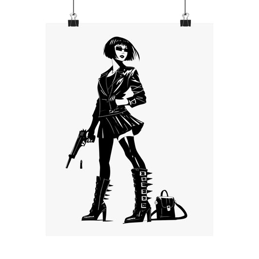 Femme Fatale Matte Vertical Poster: Edgy Gothic Punk Art Decor