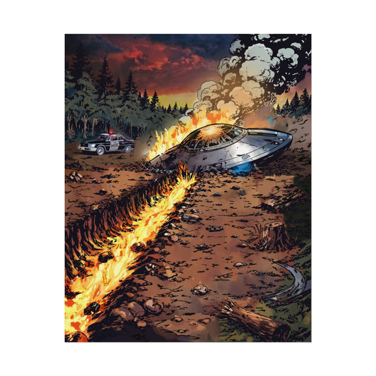 Vintage Comic Style Area 51 Crash site 3-piece skateboard deck set