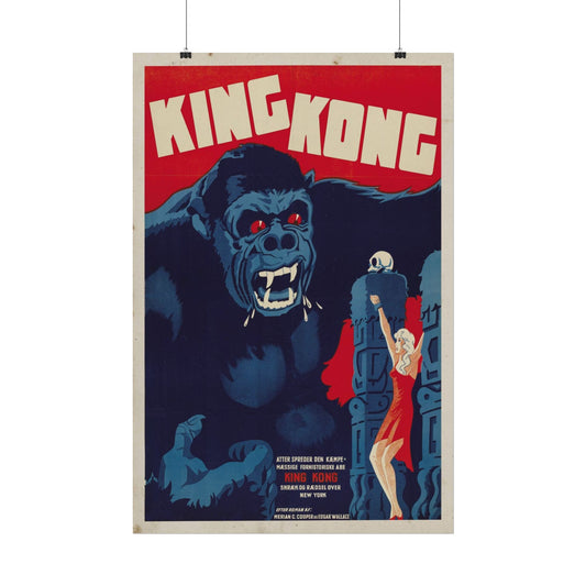 King Kong Vintage Movie Poster Print on Archival Watercolor Paper | Retro Monster Film Art | Classic Horror Wall Decor | Giant Ape Illustration