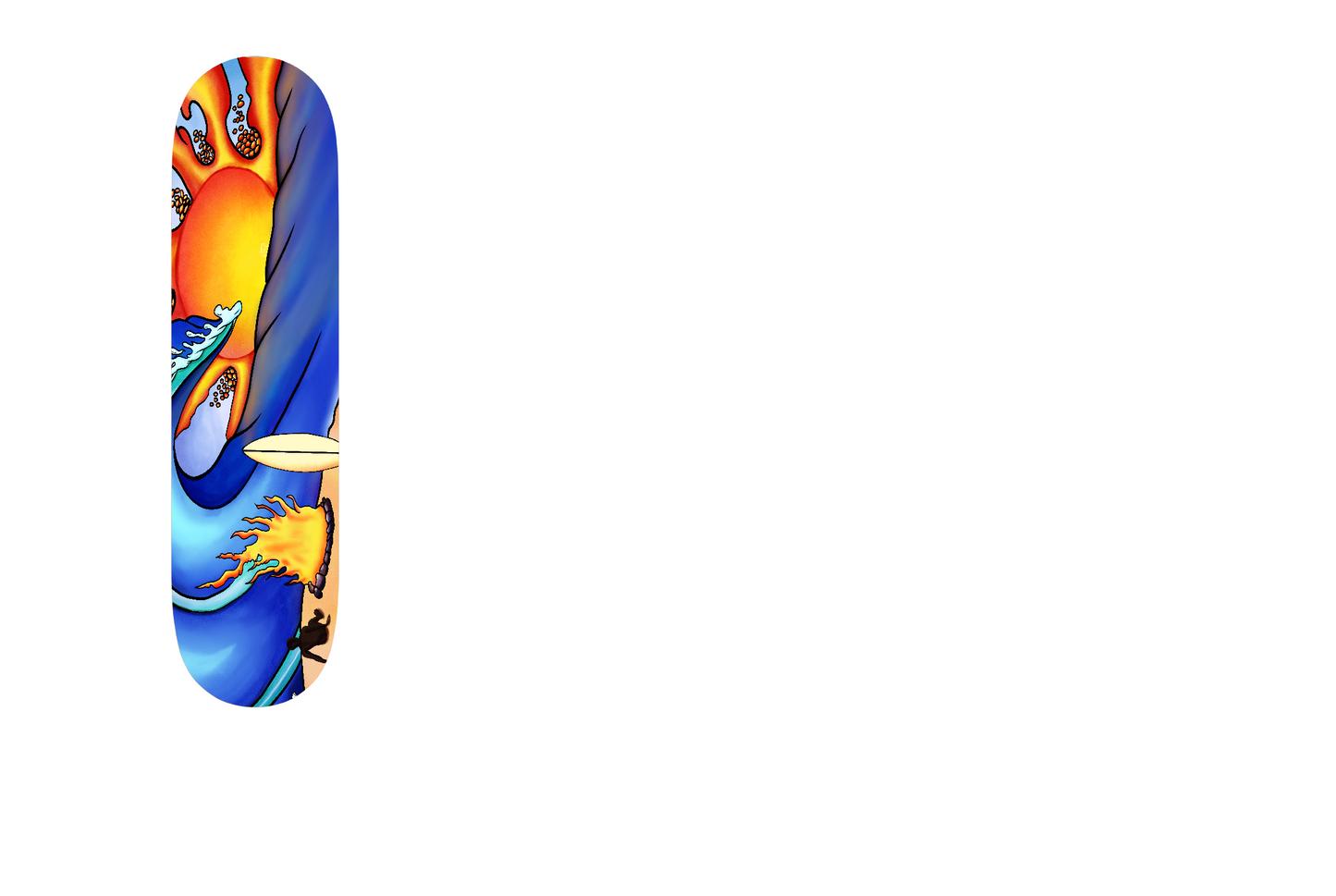 Wave Skateboard Deck 8.25 x 32 β 7 Ply Maple Skateboard β Surf Art Graphic Deck β Fire and Water Skateboard β UV Printed Deck