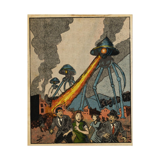 War of the Worlds Poster, Vintage Sci-Fi Risograph Style Print