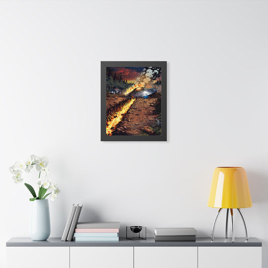 Area 51 UFO Crash Poster Print on Archival Watercolor Paper | Vintage Comic Sci-Fi Wall Art | Alien Spaceship Crash Illustration | Roswell Style Decor